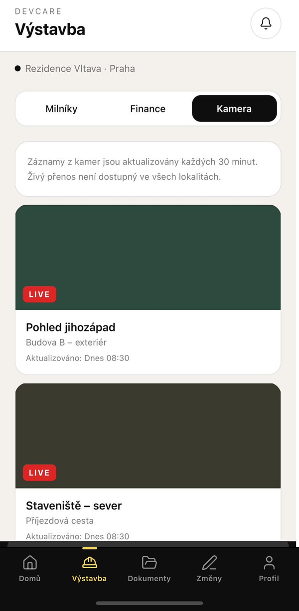 Kamery na stavbě