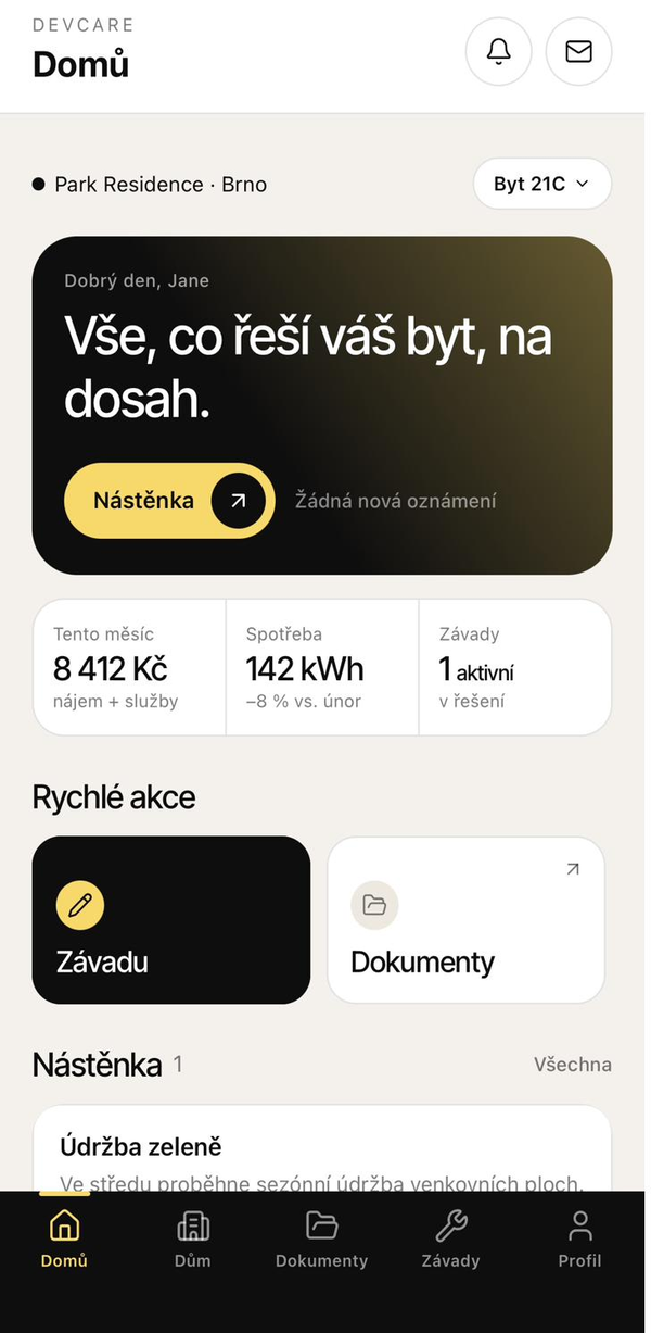 Předání — přechod do bydlení