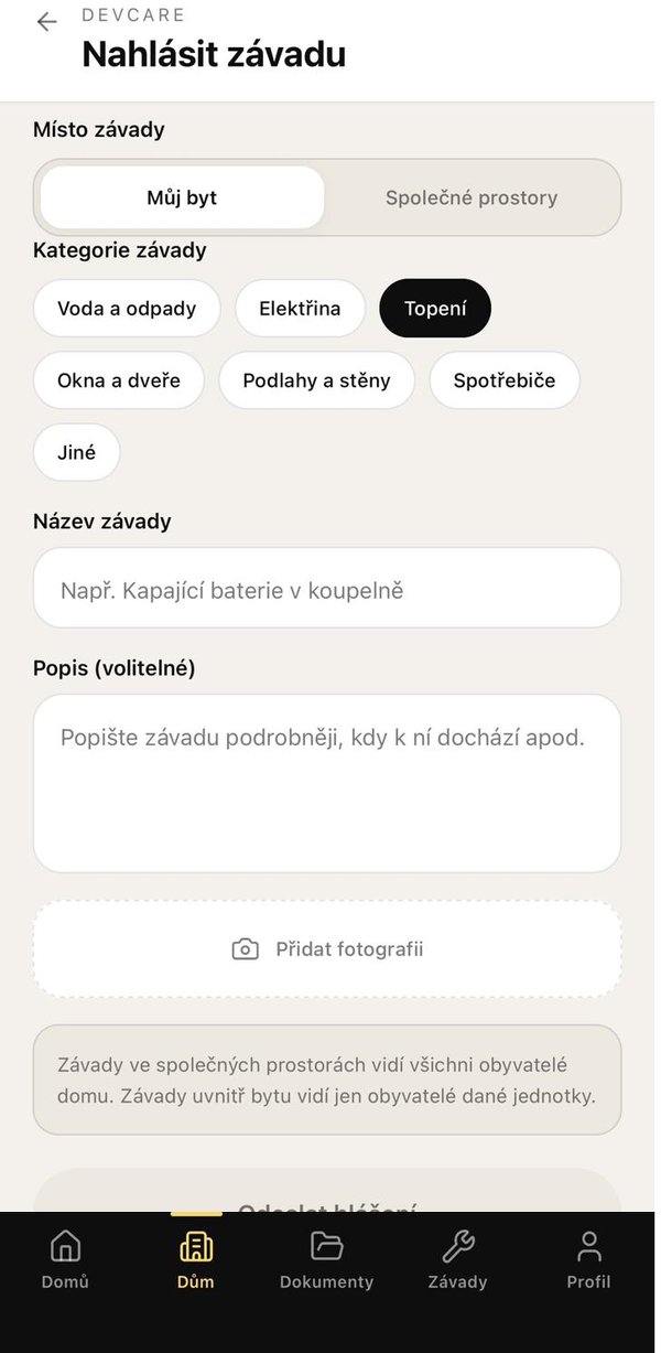 Hlášení závad